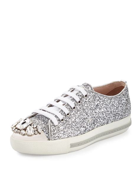 miu miu sneaker glitzer|miu mi u shoes.